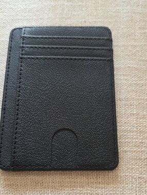 Minimalist Black PVC Leather Card Holder Wallet for Men